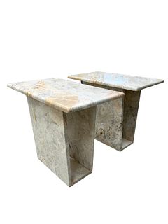 Pair of Mid Century Modern Marble Top Side Tables