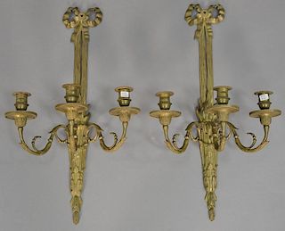 Pair of brass candle sconces. ht. 23in.