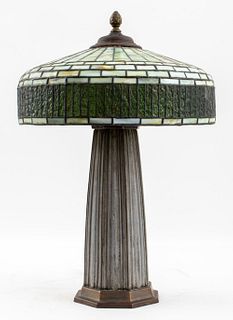 Bradley Hubbard Arts & Crafts Slag Glass Lamp