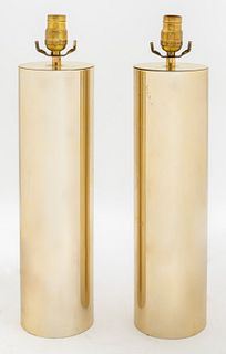 Karl Springer Attr. Brass Table Lamps, Pair