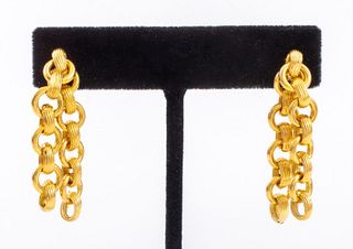14K Yellow Gold Chain Link Drop Earrings