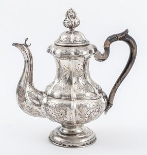 European Rococo Manner Silver Teapot, 19th c