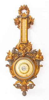 Louis XVI Style Parcel-Gilt Wheel Barometer