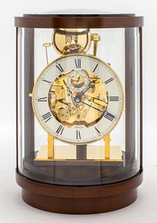 Kieninger Gold-Tone Brass Clock in Wood Case