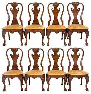 Baker George II Style Walnut Dining Chairs, 8