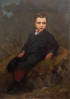British School Portrait of a Boy Oil on Canvas