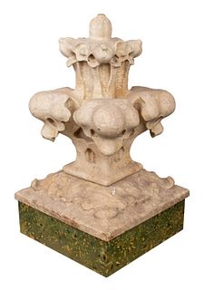 Gothic Revival Carved Stone Foliate Column Finial