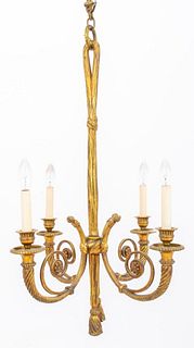 Louis XVI Style Gilt Bronze Four Light Chandelier