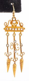 Antique 18K Yellow Gold Seed Pearl Stick Pin