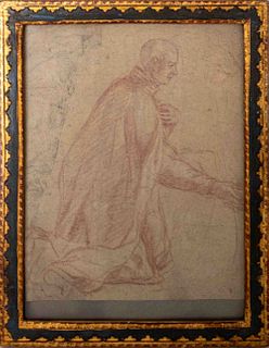 Old Master Drawing Red Chalk Drawing of Priest