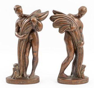 Art Deco Copper Wheat Harvester Sculptures, 2