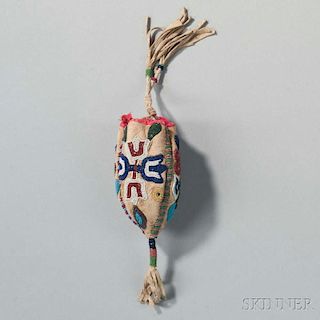 Eastern Sioux Beaded Hide Three-sided Bag