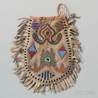 Santee Sioux Beaded Hide Pouch