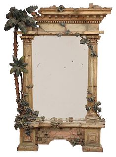 Fine Carved and Painted Rustic Grand Tour Mirror