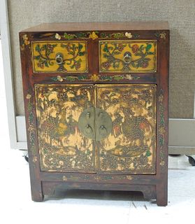 Oriental Painted & Lacquered 2-Door Cabinet.