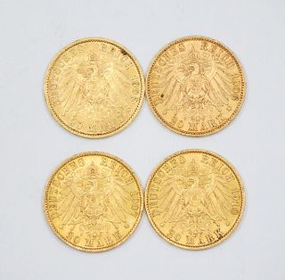 (4) Germany 20 Mark Gold Coins.