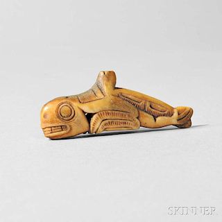 Tlingit Carved Antler Whale Amulet