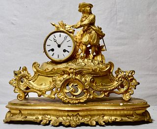 Antique Bronze ornate clock with figures incl. base