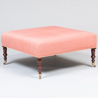 Victorian Style Mahogany and Upholstered Ottoman
