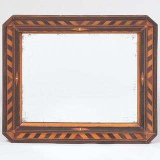 Continental Rosewood and Fruitwood Parquetry Mirror 