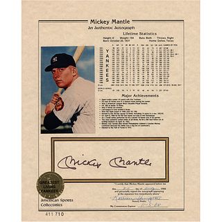 Mickey Mantle Signed Statistic Sheet