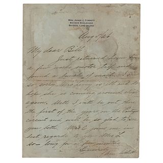 James J. Corbett Autograph Letter Signed