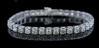 14k white gold diamond straight line "tennis" bracelet