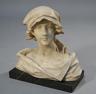 Alabaster bust of young woman