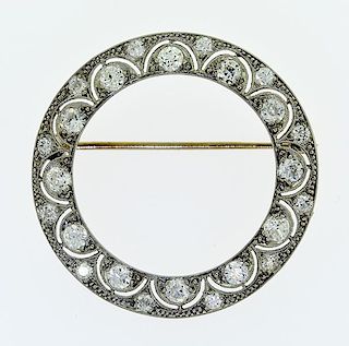 Edwardian platinum diamond circle pin