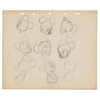 Preston Blair preliminary model sheet drawing of Mickey Mouse