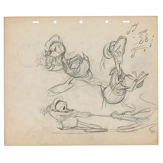 Preston Blair preliminary model sheet drawing of Donald Duck
