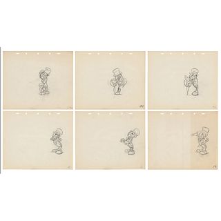 Preston Blair: Collection of (47) Jiminy Cricket production drawings from Pinocchio