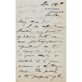John Singer Sargent Autograph Letter Signed