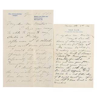 William Ordway Partridge (2) Autograph Letters Signed