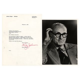 Philip Johnson Signed Photograph and Typed Letter Signed