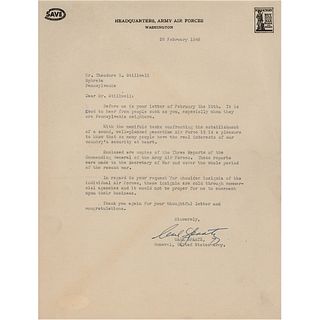 Carl Spaatz Typed Letter Signed