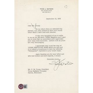 Thomas J. Watson Typed Letter Signed