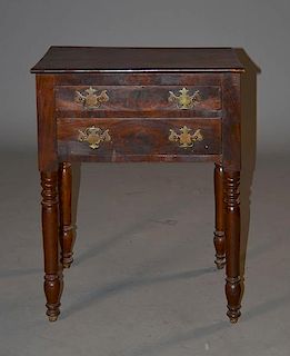 American stained cherry with mahogany veneers two drawer stand