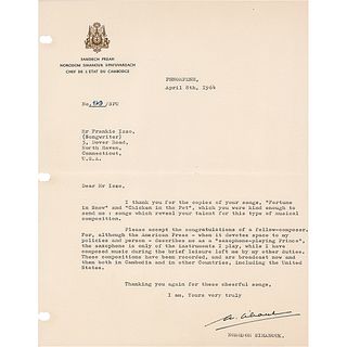 Norodom Sihanouk Typed Letter Signed