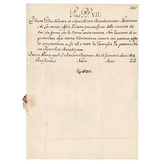 Pope Pius VII Letter Signed