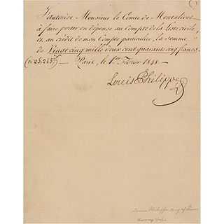King Louis Philippe I Document Signed