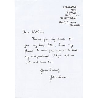 John Hume Autograph Letter Signed