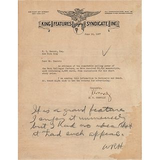 William Randolph Hearst Autograph Note Signed