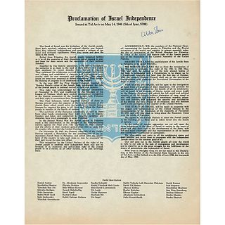 Abba Eban Signed Souvenir Copy of the Proclamation of Israel Independence