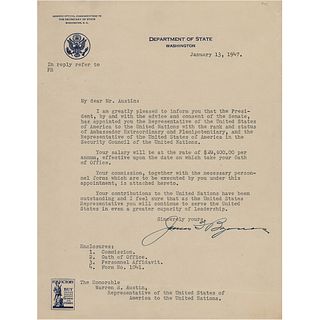 James F. Byrnes Typed Letter Signed
