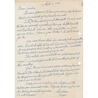 Meyer Lansky Autograph Letter Signed