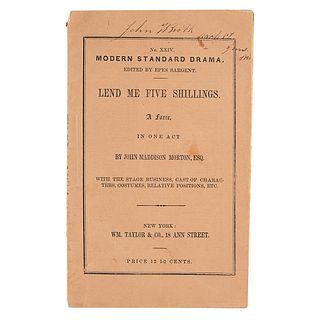 John Wilkes Booth Signed One-Act Play