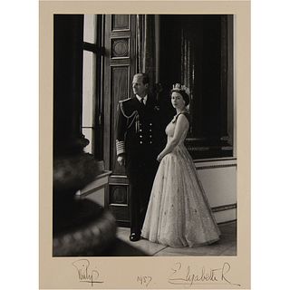 Queen Elizabeth II and Prince Philip Signed Photograph (1957)