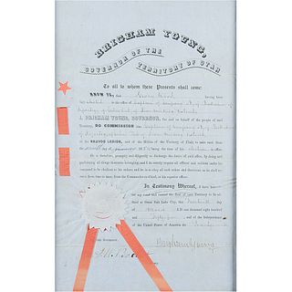 Brigham Young Document Signed as Governor of Utah Territory