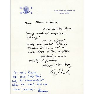 George and Barbara Bush Autograph Letter Signed